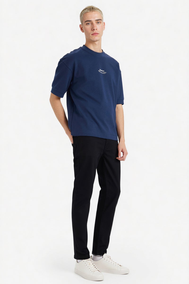 DeFacto Blue Man Breathable Loose Fit Printed T-Shirt Casual - Image 2